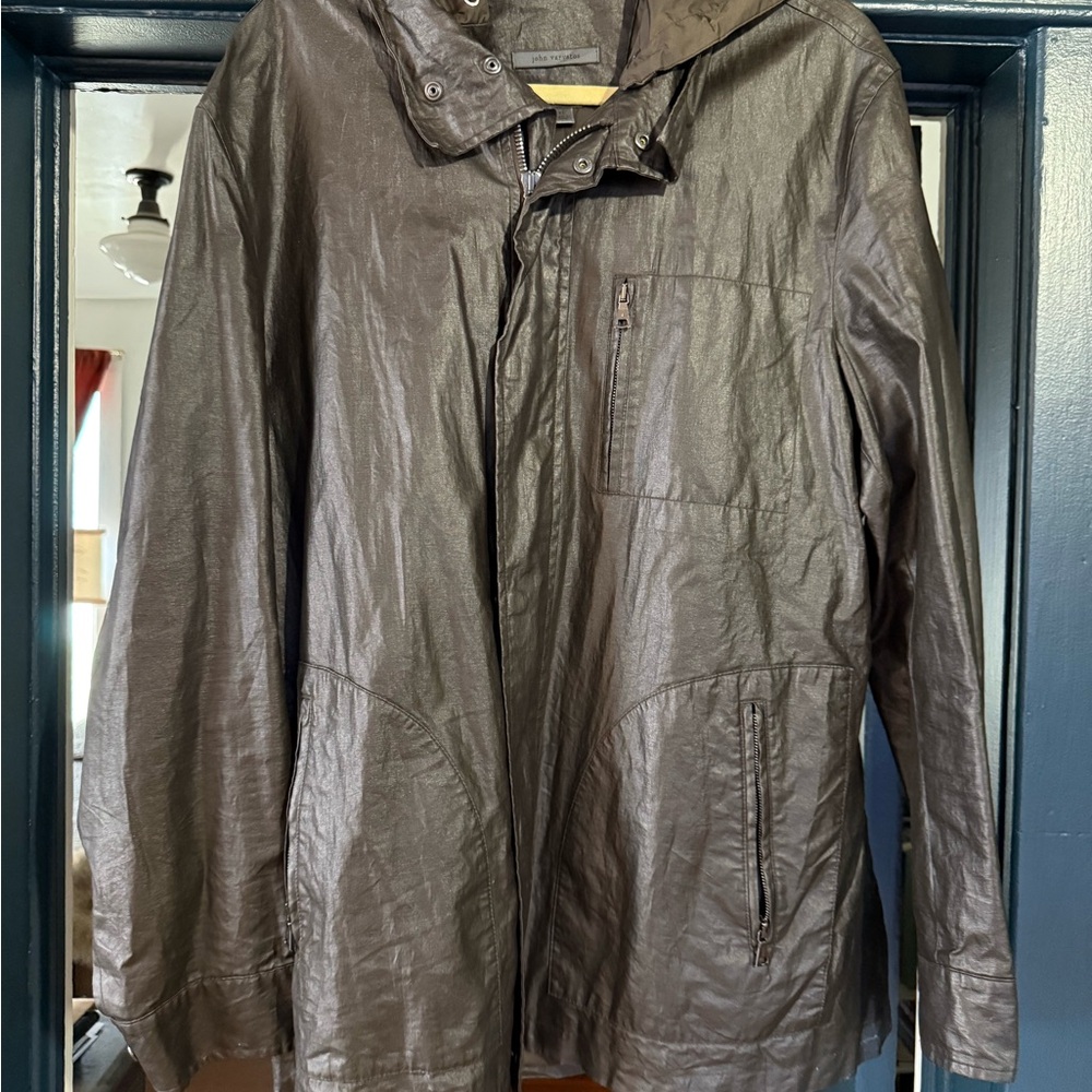 John Varvatos Waxed Dark Brown Lightweight Jacket